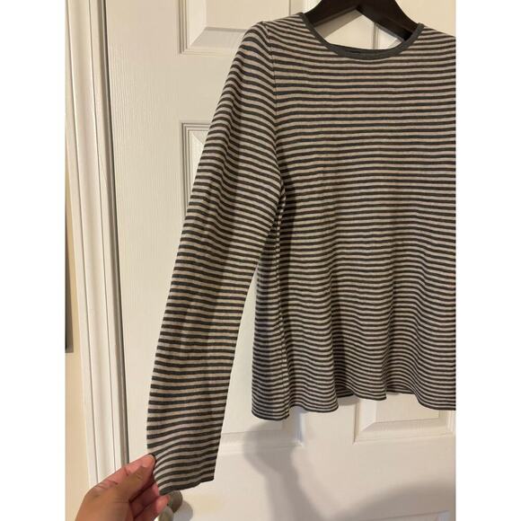 Eileen Fisher Italian yarn striped gray sweater sz petite large - Picture 3 of 8